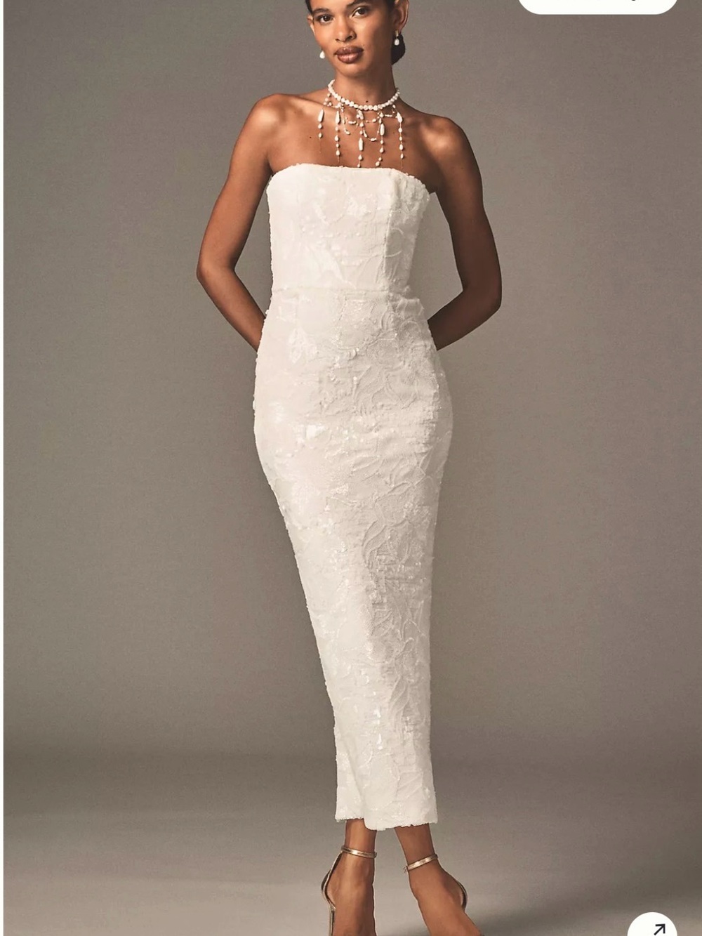 Helsi Leslie Strapless Sequin Lace Column Midi Dress